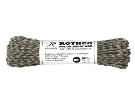 Rothco 550Lb Type III Nylon Camo Paracord - Woodland Camo, 100