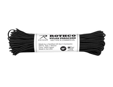 Rothco Nylon Paracord Type III 550 Lb - Black, 50