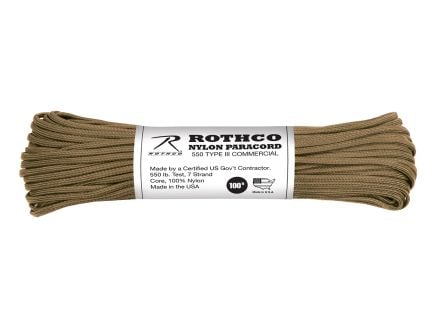 Rothco Nylon Paracord Type III 550 Lb - Coyote Brown, 100