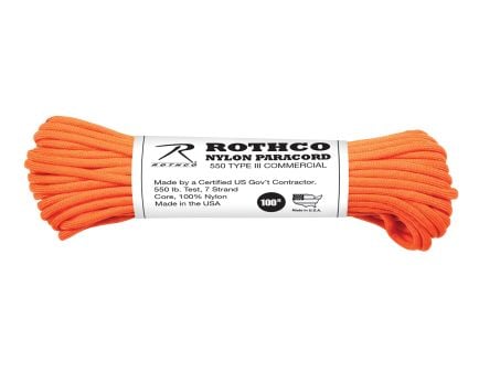 Rothco Nylon Paracord Type III 550 Lb - Safety Orange, 100