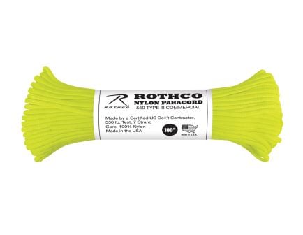 Rothco Nylon Paracord Type III 550 Lb - Neon Yellow, 100