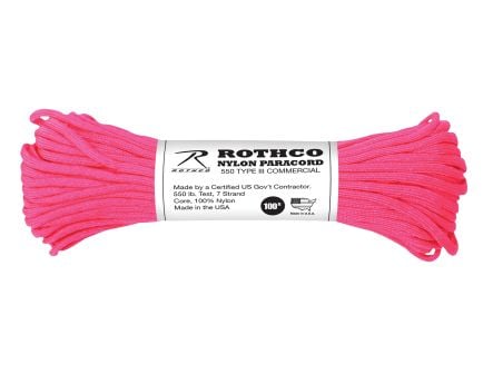Rothco Nylon Paracord Type III 550 Lb - Neon Pink, 100