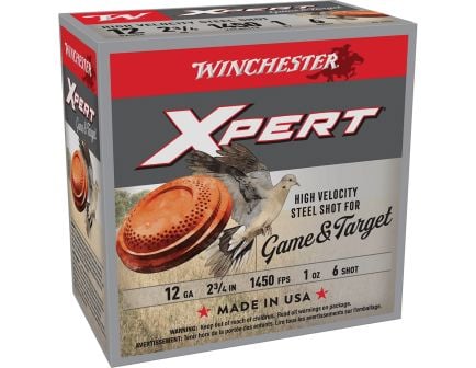 Winchester Expert Game and Target 12 Gauge 2-3/4" #6 1 oz 25rds Shotshell - Precision Load for Game and Target Shooting - WE12GTHV6