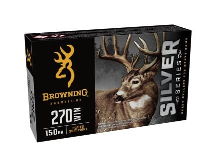 Browning Ammunition Silver .270 Winchester 150 gr PSP 20rds Rifle Ammo for Dependable Shooting - B192602701