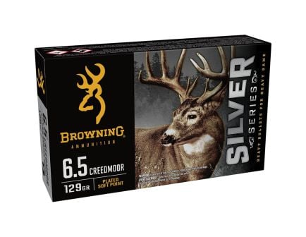 Browning Ammunition Silver 6.5 Creedmoor 129 gr PSP 20rds Rifle Ammo for Superior Long-Range Precision - B192600651