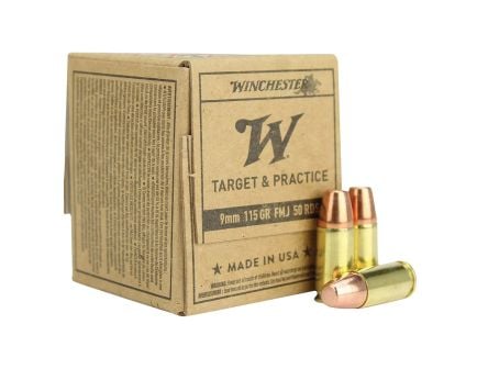 Winchester Target and Practice 9mm 115 gr FMJ 50rds Handgun Ammo - SG9W50