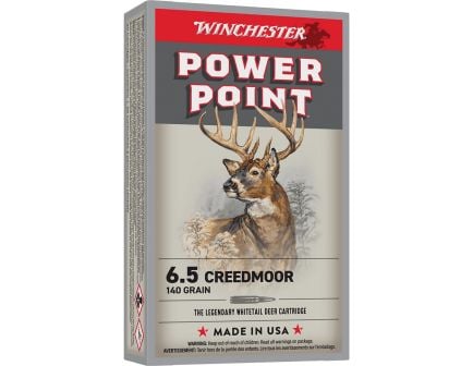 Winchester Ammunition 6.5 Creedmoor 140 gr Power-Point 20rds Rifle Ammo for High-Precision Performance - X652