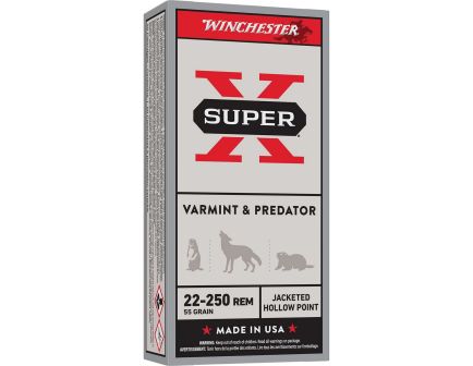 Winchester Ammunition Super-X .22-250 Remington 55 gr JHP 20rds Rifle Ammo for Superior Performance - X22250HP