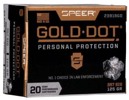 Speer Gold Dot 125 gr Hollow Point .357 Sig Ammo, 20/box - 23918GD