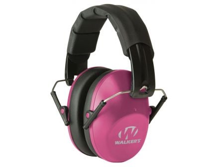 Walkers Game Ear 22 dB Pro Low Profile Over the Head Folding Muff, Pink/Black - GWPFPM1PNK