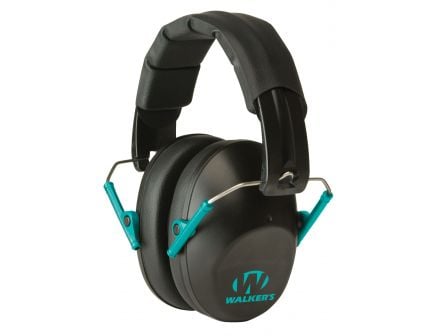 Walkers Game Ear 22 dB Pro Low Profile Over the Head Folding Muff, Teal/Black - GWPFPM1BKTL