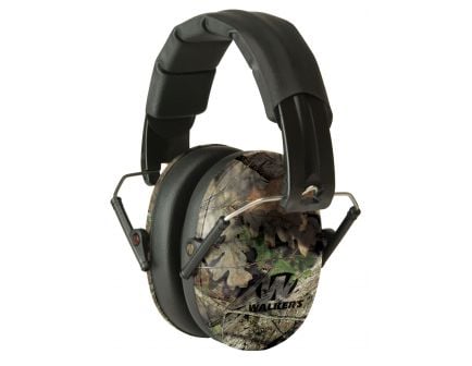 Walkers Game Ear 22 dB Pro Low Profile Over the Head Folding Muff, Mossy Oak/Black - GWPFPM1CMO