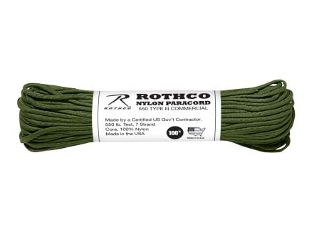 Rothco Nylon Paracord Type III 550 Lb - Olive Drab, 100