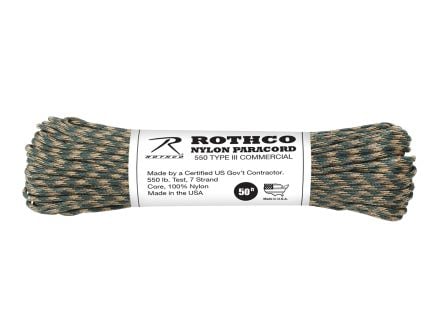 Rothco 550Lb Type III Nylon Camo Paracord - Woodland Camo, 50