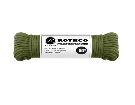 Rothco 550Lb Type III Polyester Paracord - Olive Drab, 50