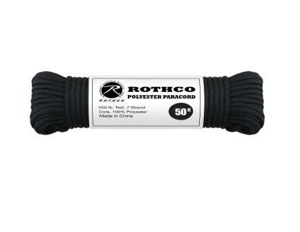 Rothco 550Lb Type III Polyester Paracord - Black, 50