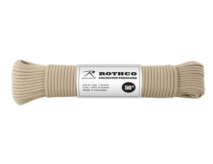 Rothco 550Lb Type III Polyester Paracord - Tan, 50