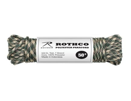 Rothco 550Lb Type III Polyester Paracord - Woodland Camo, 50