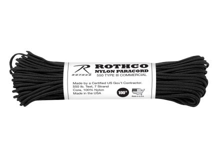 Rothco Nylon Paracord Type III 550 Lb - Black, 100