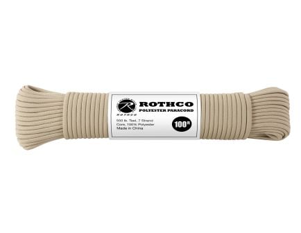 Rothco 550Lb Type III Polyester Paracord - Tan, 100