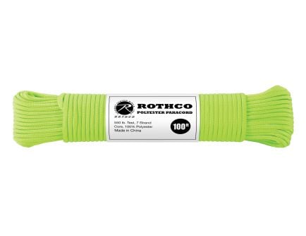 Rothco 550Lb Type III Polyester Paracord - Safety Green, 100