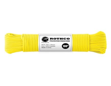 Rothco 550Lb Type III Polyester Paracord - Safety Yellow, 100
