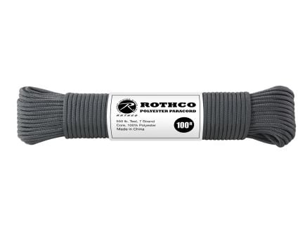 Rothco 550Lb Type III Polyester Paracord - Charcoal Grey, 100