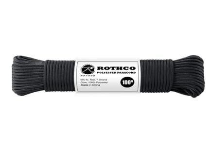 Rothco 550Lb Type III Polyester Paracord - Black, 100