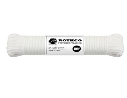 Rothco 550Lb Type III Polyester Paracord - White, 100