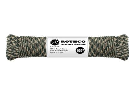 Rothco 550Lb Type III Polyester Paracord - Woodland Camo, 100