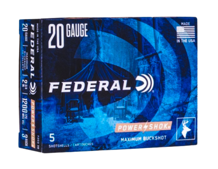Federal Power-Shok 20ga 2.75" # 3 Buck Shotshell Ammunition, 5rds - F203 3B