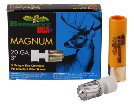 Brenneke USA Magnum 20 Gauge 3" Shotgun Slug, 5/box - SL-203M