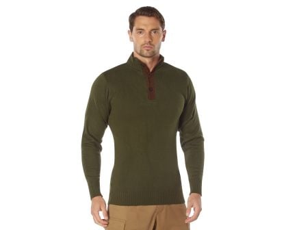 Rothco 3-Button Sweater with Suede Accents