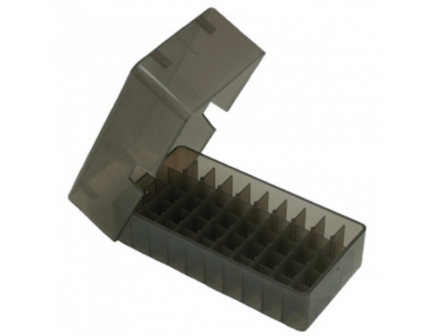 MTM 50rd Slip Top Pistol Box .38/357 - Smoke - E50-38-41