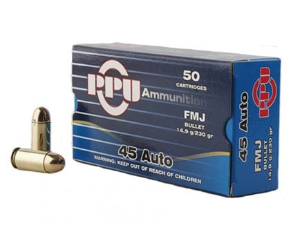 PRVI Partizan 45 Auto 230gr FMJ Ammunition, 50 Round Box - PP-R4.3