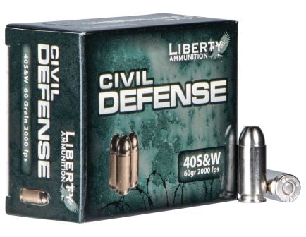 Liberty 40 S&W 60gr HP Civil Defense Ammunition 20rds
