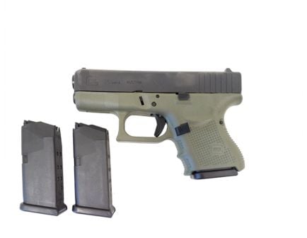 Glock 26 Gen 4 9mm Pistol, (Battlefield Green) - 2 Magazines