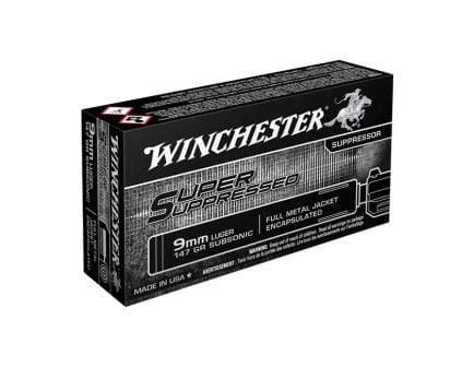 Winchester Super Suppressed 9mm Ammo 147 Grain FMJ 50rds - SUP9