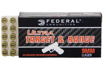 Federal Ultra target range 9mm 115 grain fmj ammo 50 round box