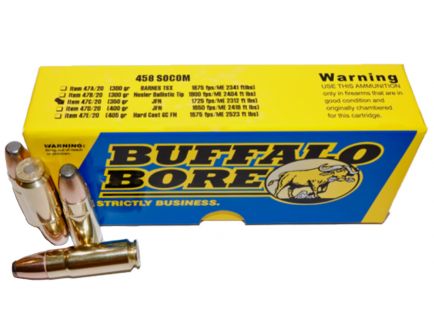Buffalo Bore .458 Socom 350 gr JFN 20 Rounds Ammunition - 47C/20
