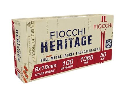 Fiocchi Heritage 9x18mm Ultra 100gr Ammo, 50rds - 9X18