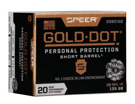 Speer Gold Dot Short Barrel .38 Special +P 135 gr 20 Rounds Ammunition - 23921GD