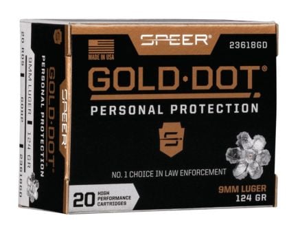 Speer Gold Dot 9mm 124 gr GDHP 20 Rounds Ammunition - 23618GD