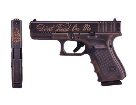 Glock 19 Gen 4 9mm Pistol, "Don't Tread On Me" Battle Worn Cerakote - UG1950204DTOM