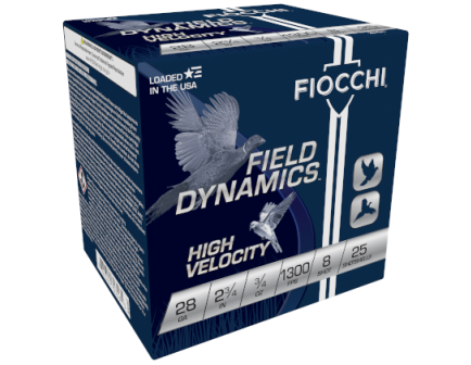 Fiocchi High Velocity 28 GA 2-3/4" 3/4 oz. #8 25 Rounds Ammunition - 28HV8