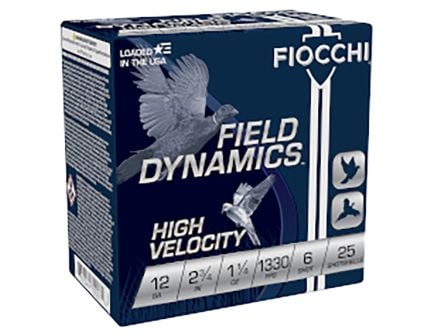 Fiocchi High Velocity 12 GA 2-3/4" 1-1/4 oz. #6 25 Rounds Ammunition - 12HV6