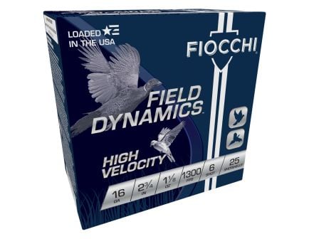 Fiocchi Shooting Dynamics 16 GA 2.75" 1 1/8 oz. #6 High Velocity 25 Shotshells - 16HV6