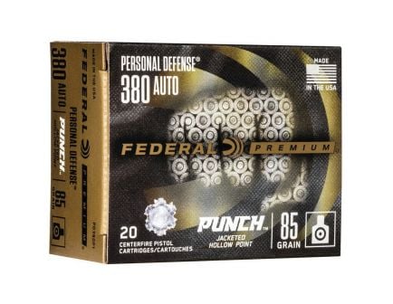 Federal Punch 85 gr JHP .380 Auto Ammo, 20/pack - PD380P1