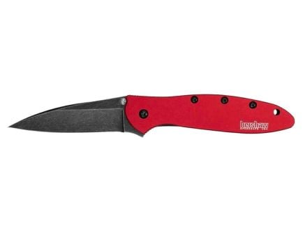 Kershaw LEEK Drop Point Folding Knife, Red w/ Blackwash Blade - 1660RDBW