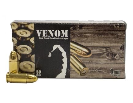 Venom 9mm 115 Gr FMJ Ammo, 50rds - 9115FMJ-VN50